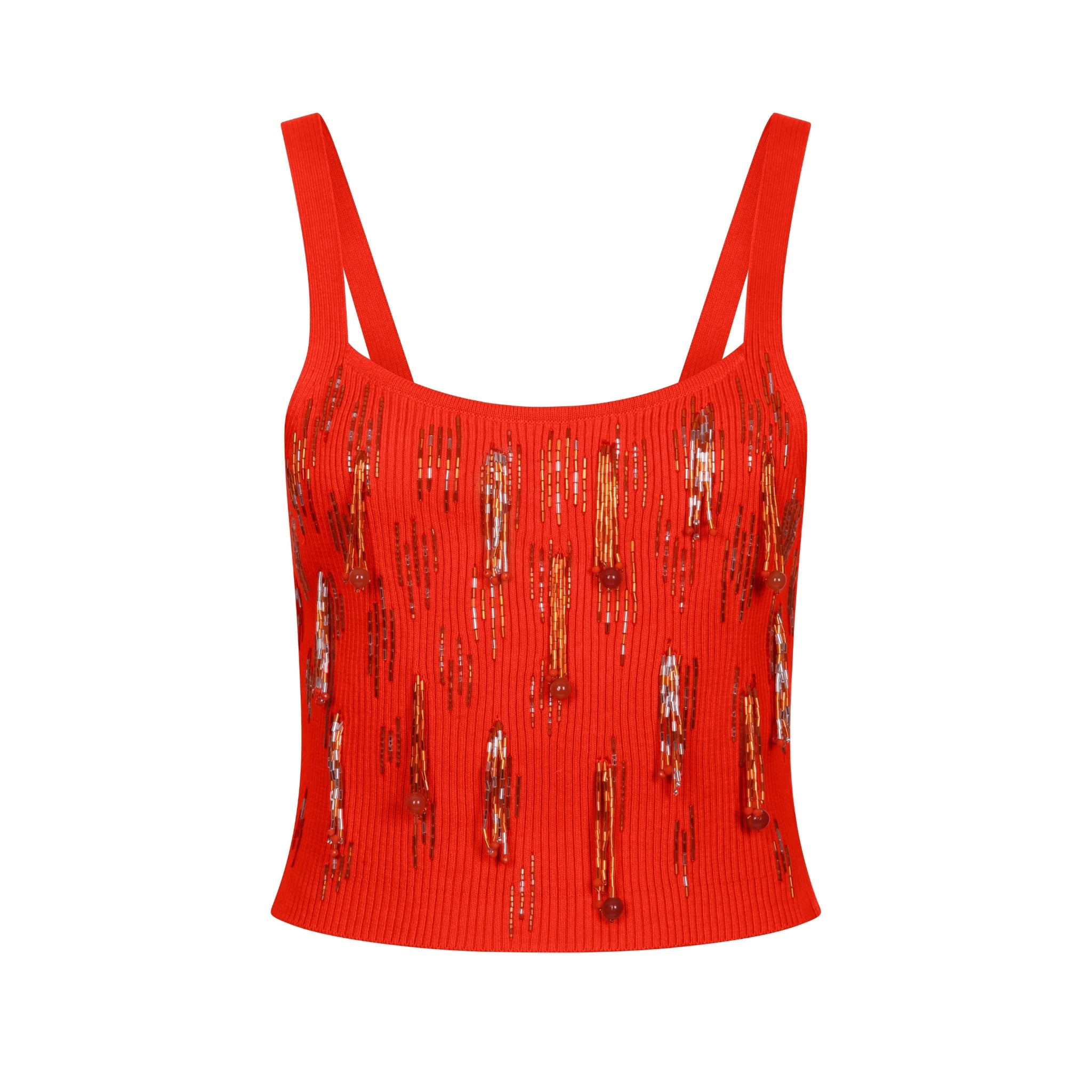Orange Embroidered Cropped Top