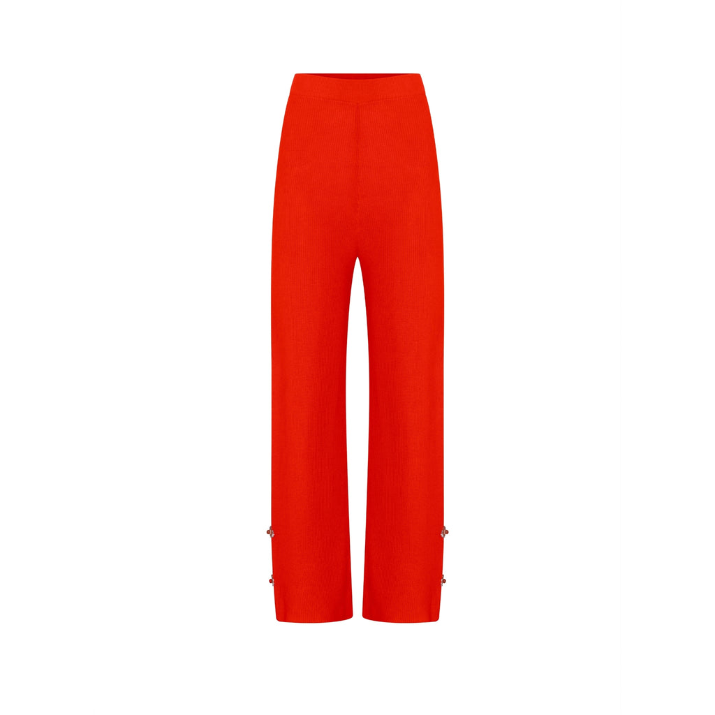 Orange Embellished Wide Leg Pants