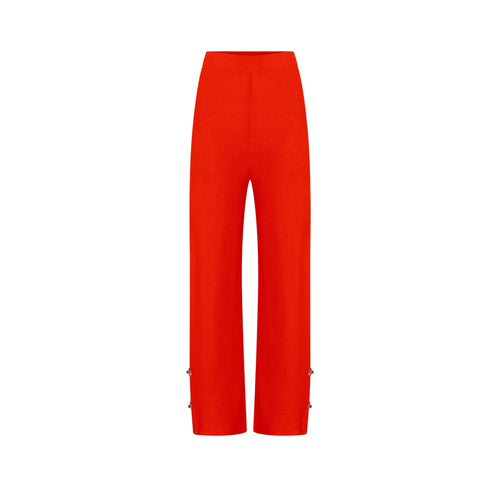 Orange Embellished Wide Leg Pants