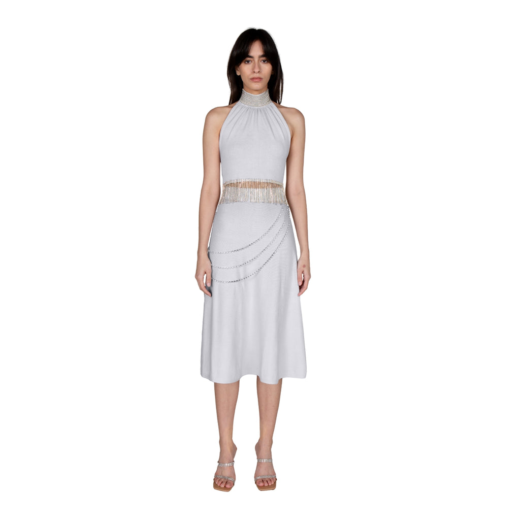Grey Crystal Chain Embellished Skirt