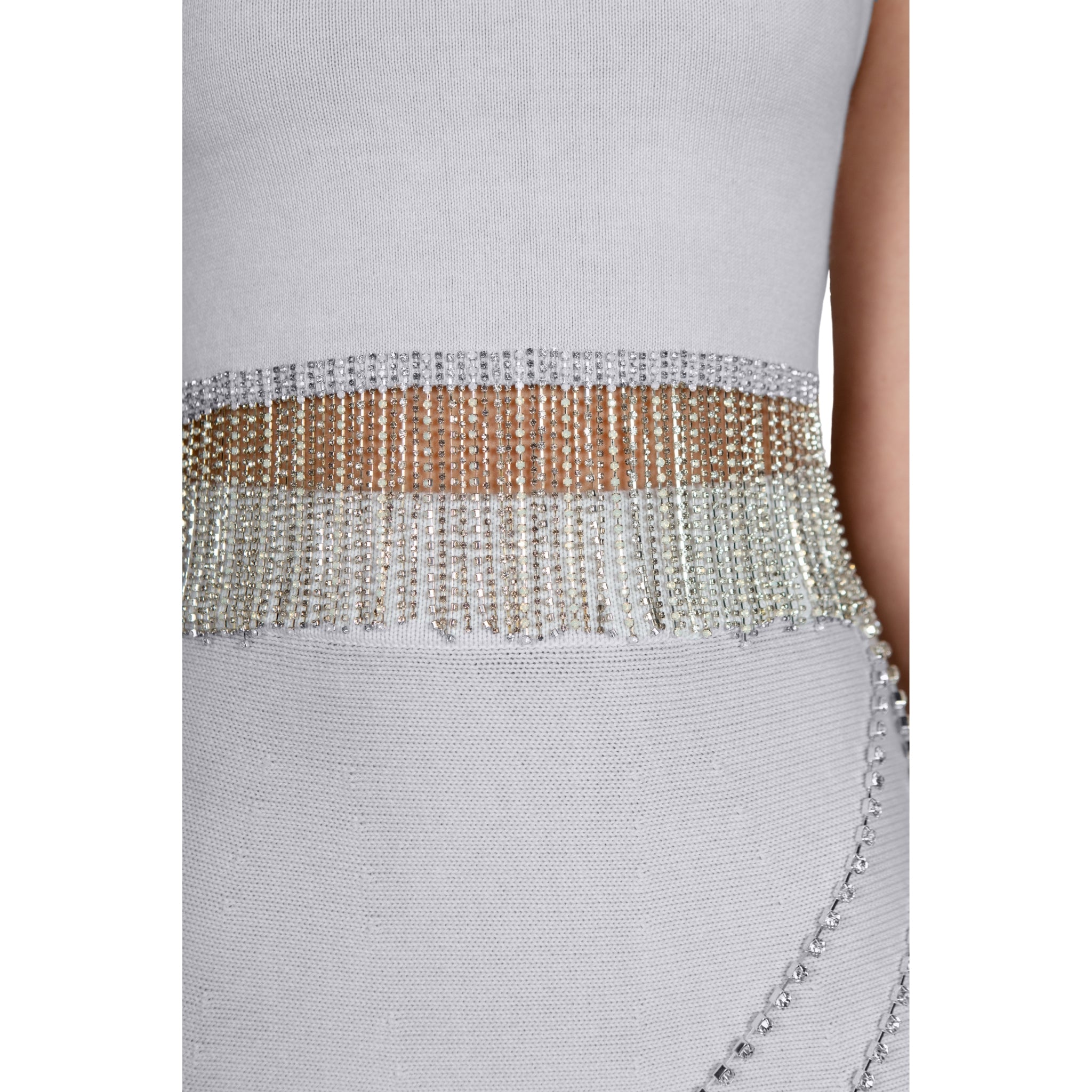 Grey Embellished Cropped Halter Top