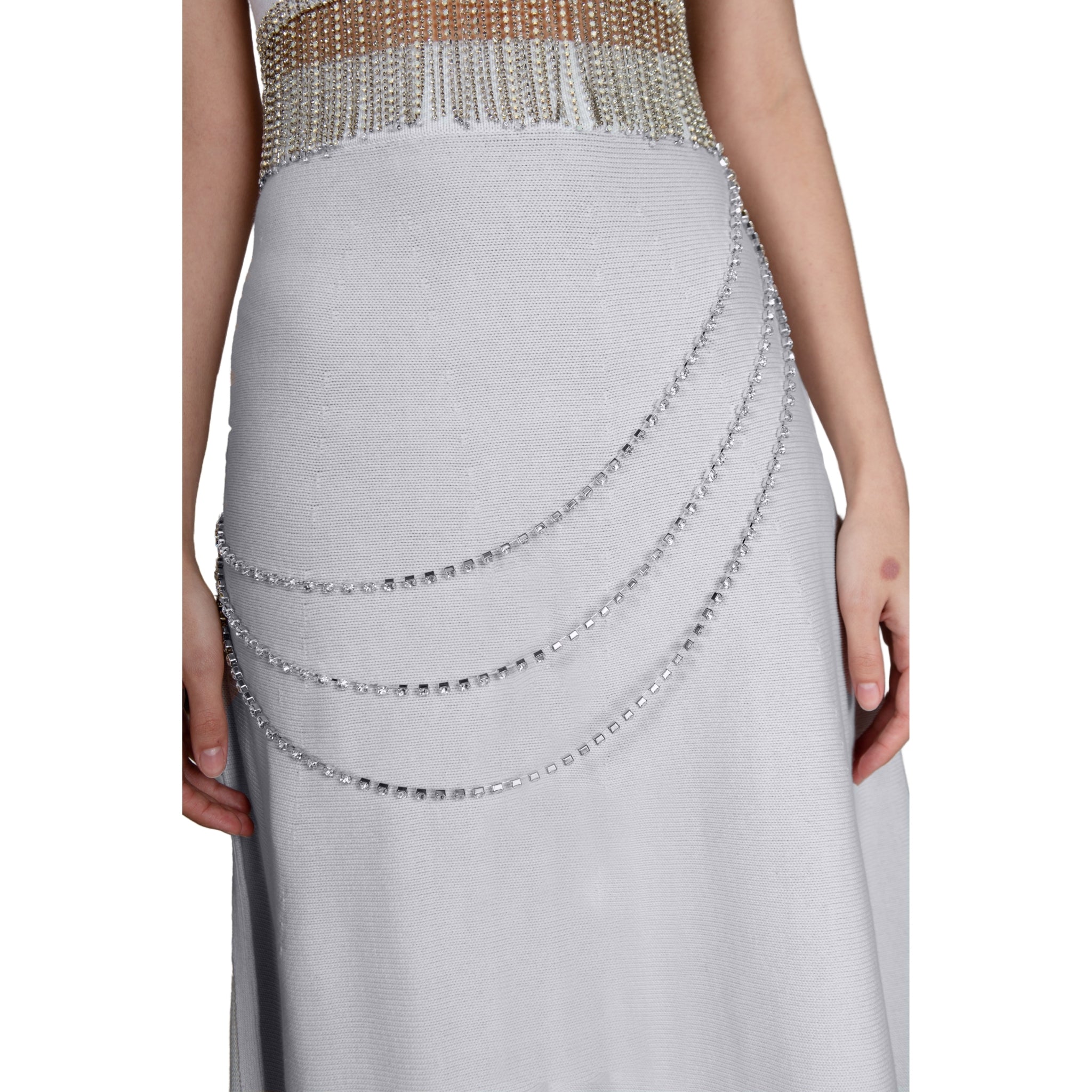 Grey Crystal Chain Embellished Skirt