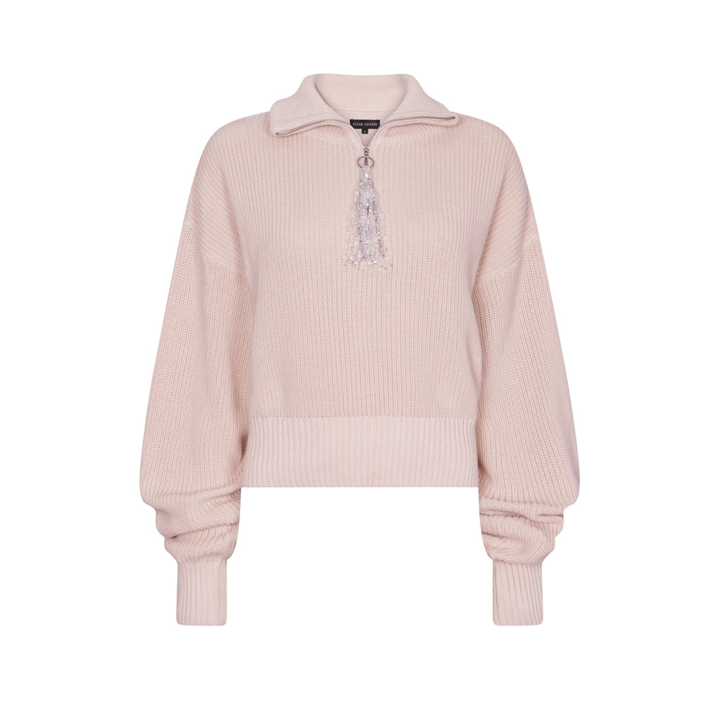 Embellished Zip Tassel Jumper