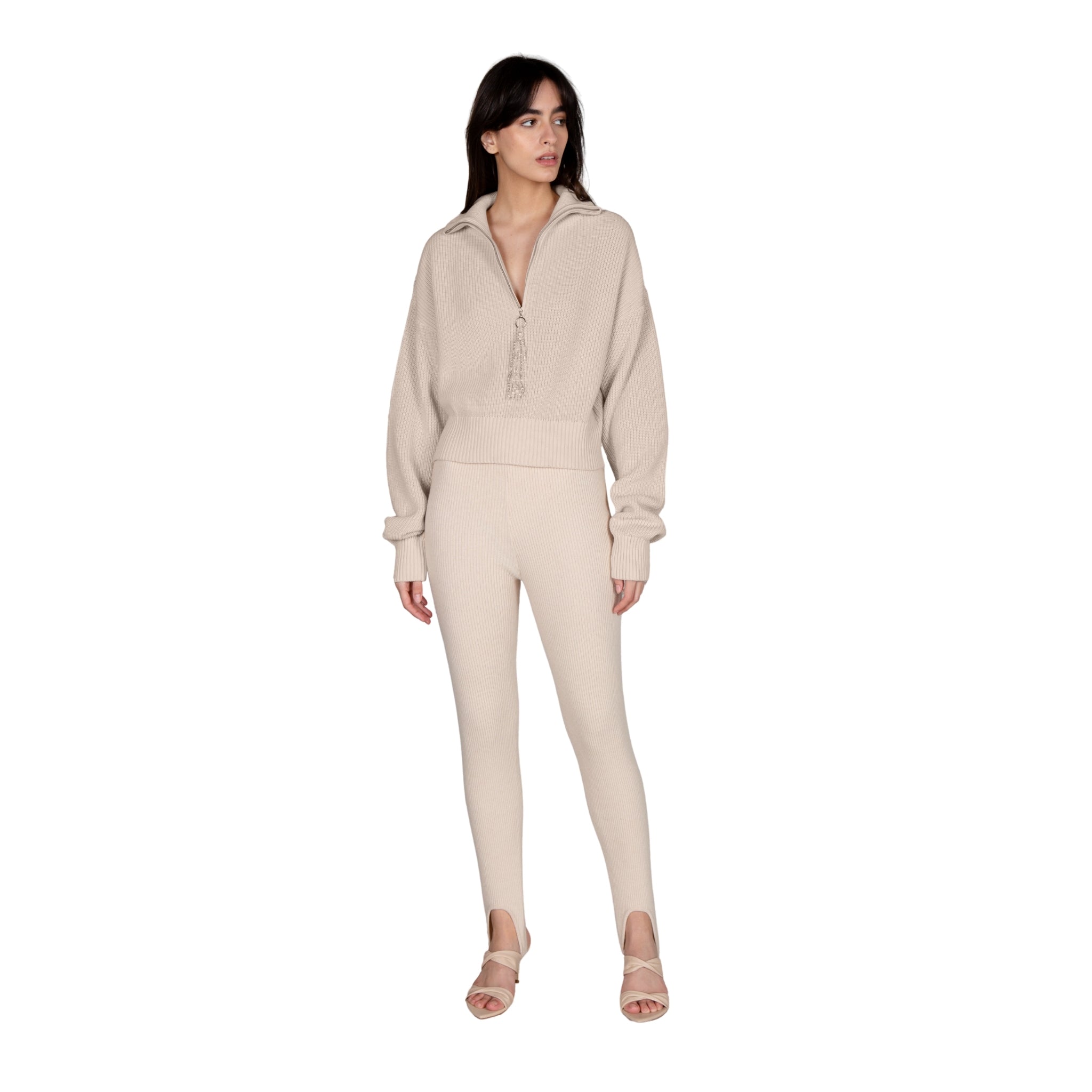 Embellished Zip Tassel Jumper