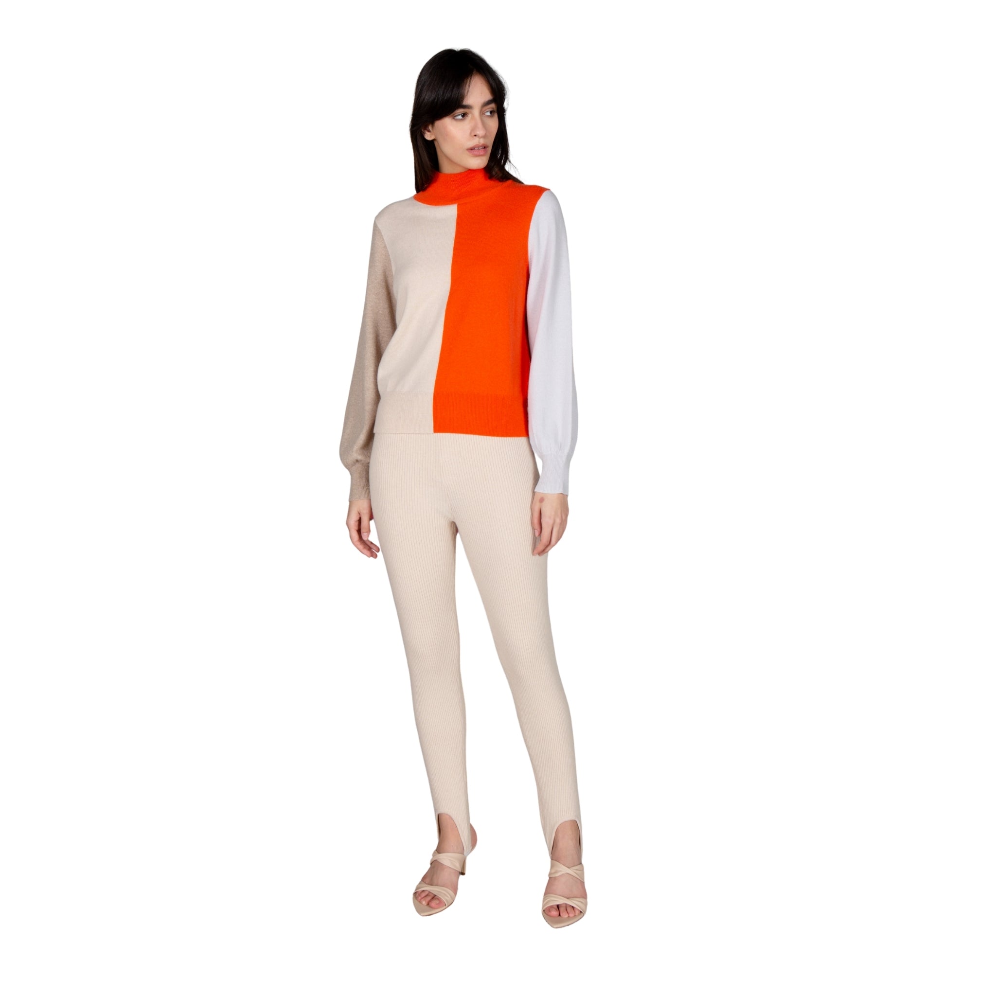 Colour Block Polo Neck Sweater