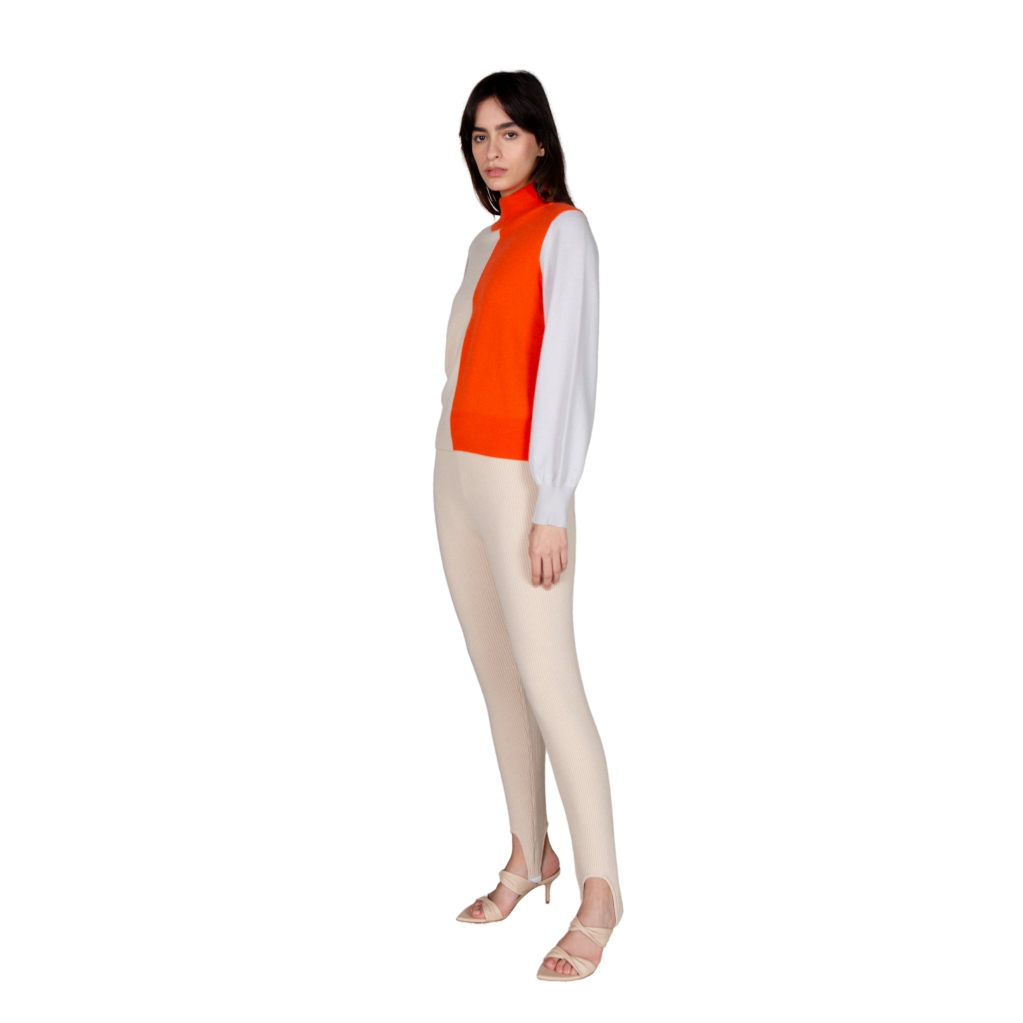 Colour Block Polo Neck Sweater