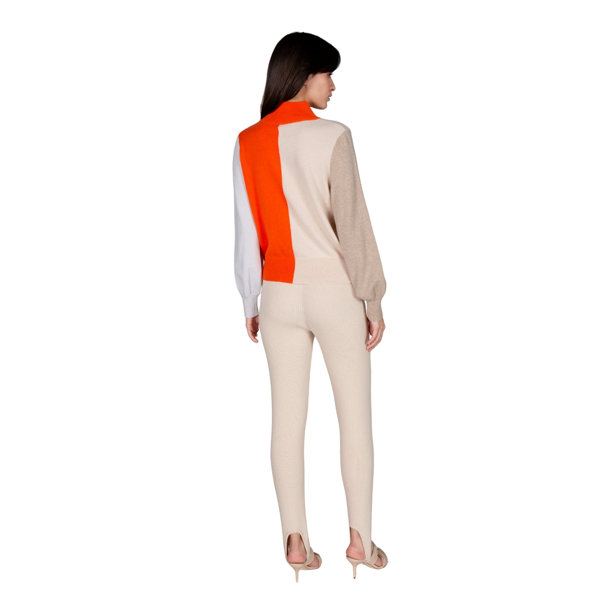 Colour Block Polo Neck Sweater