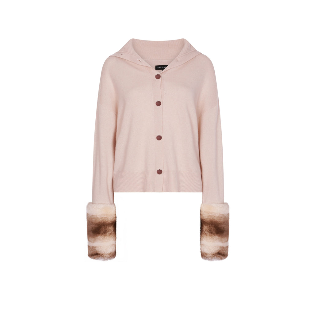 High Neck Chinchilla Cuff Buttoned Cardigan
