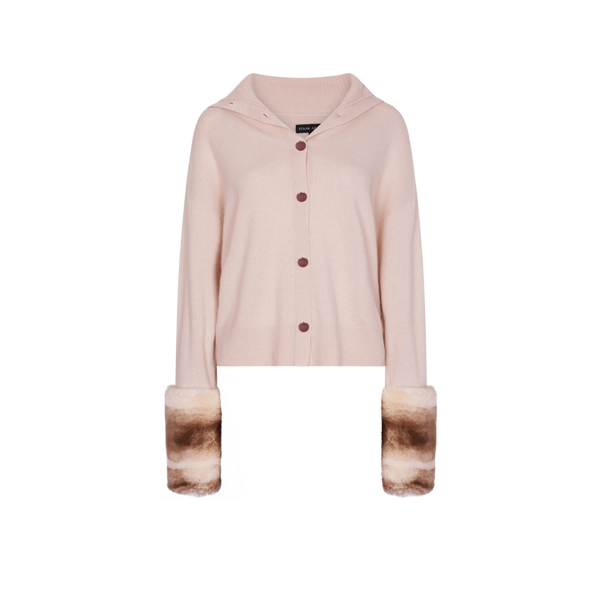 High Neck Chinchilla Cuff Buttoned Cardigan