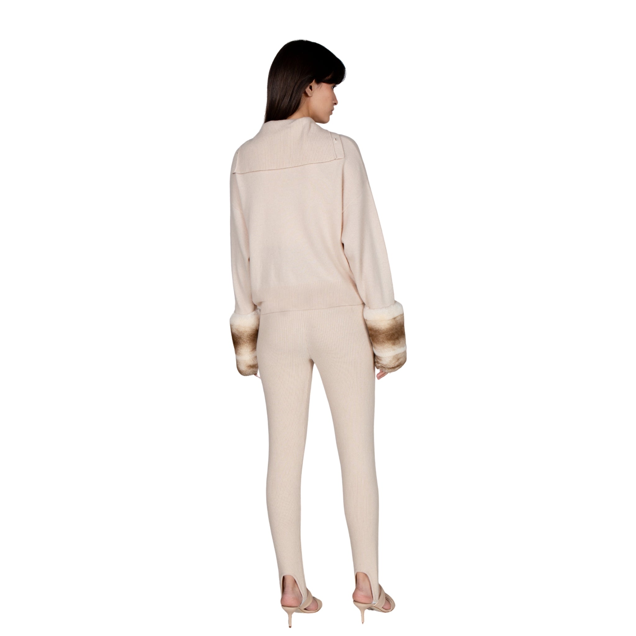 High Neck Chinchilla Cuff Buttoned Cardigan