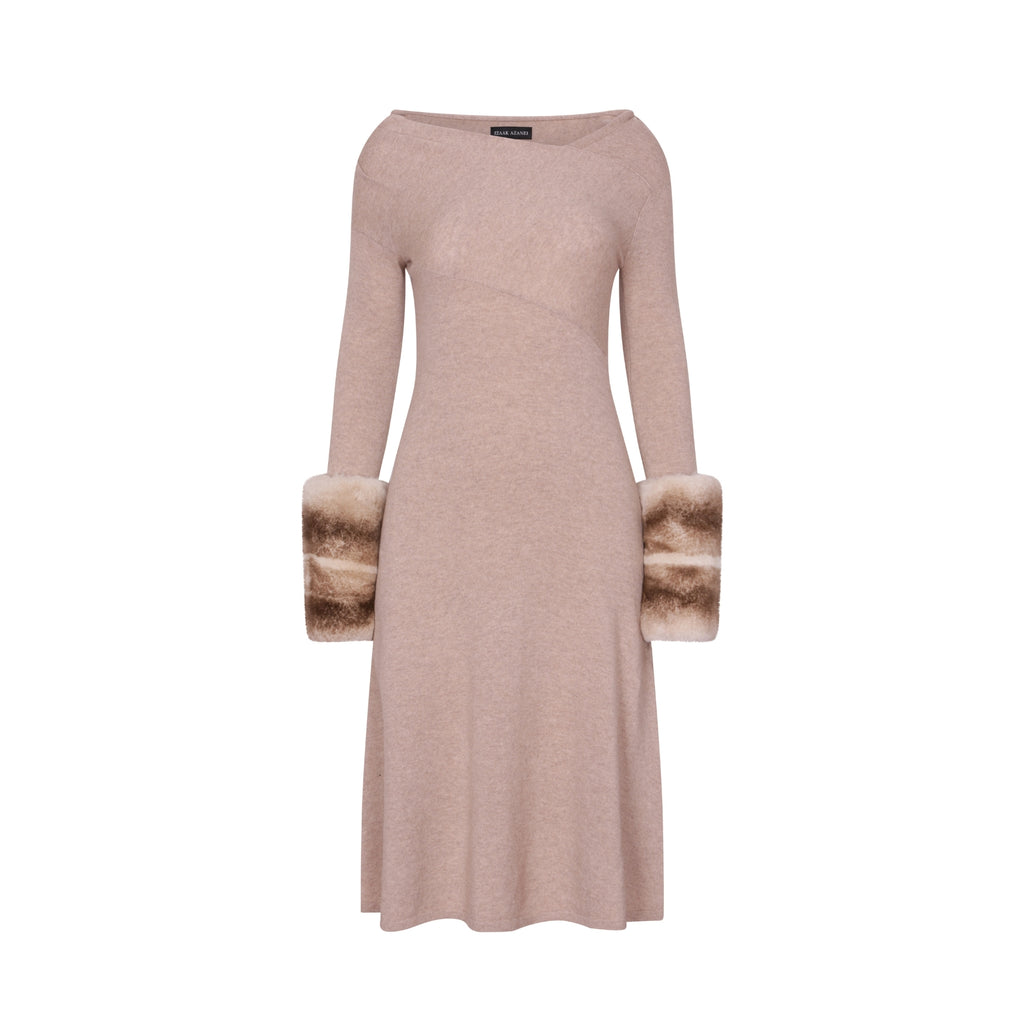 Knit Chinchilla Cuff Dress