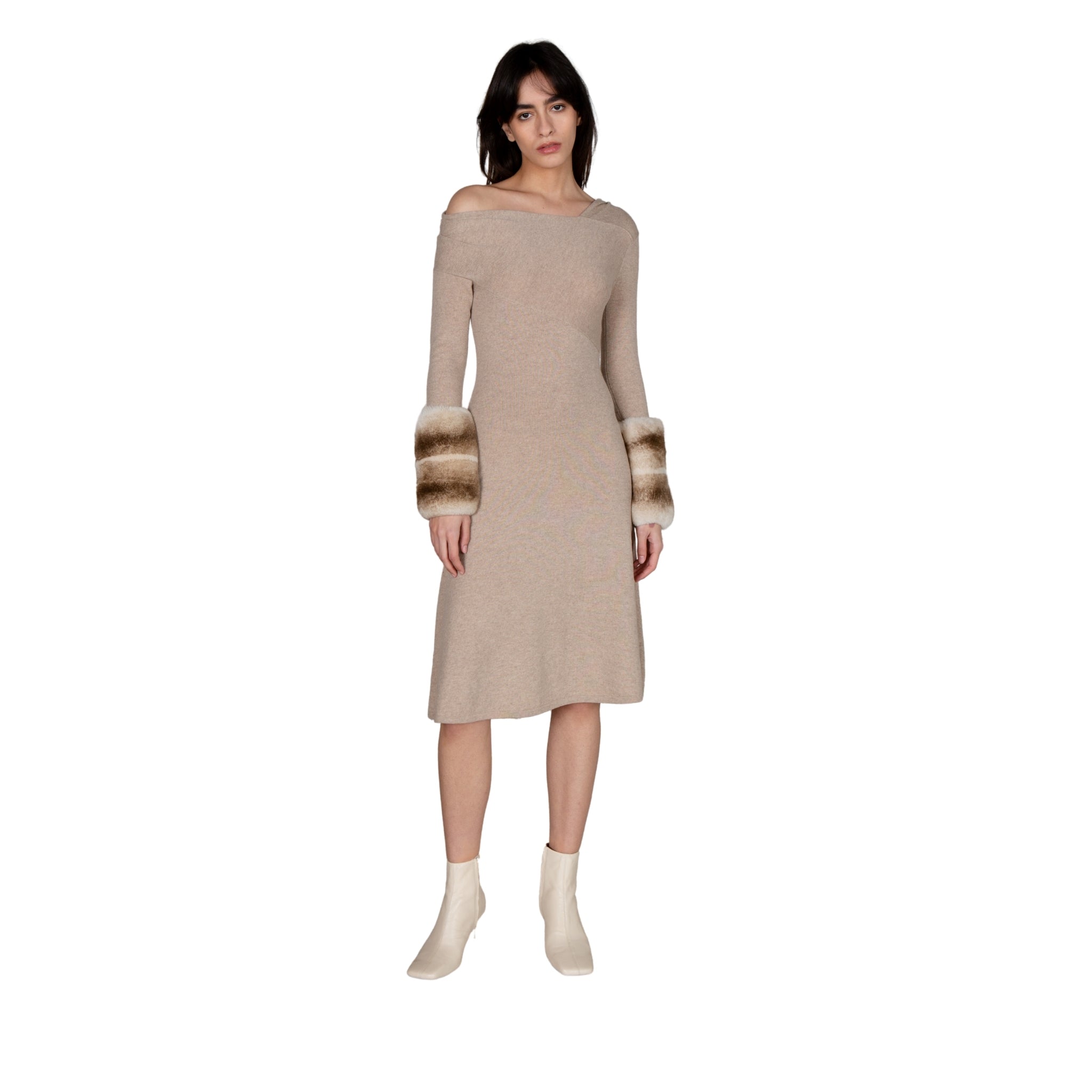 Knit Chinchilla Cuff Dress