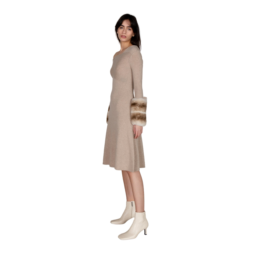 Knit Chinchilla Cuff Dress