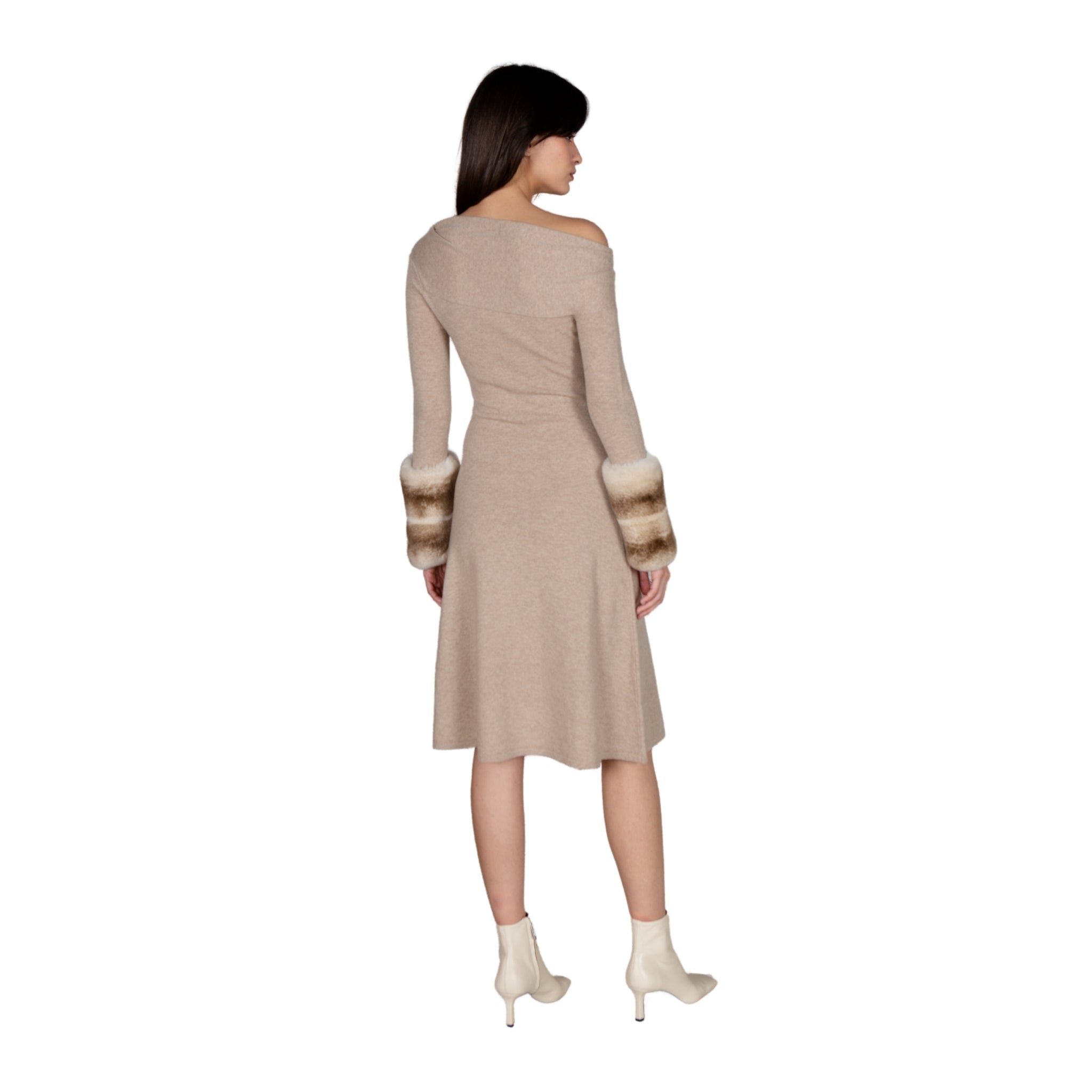 Knit Chinchilla Cuff Dress