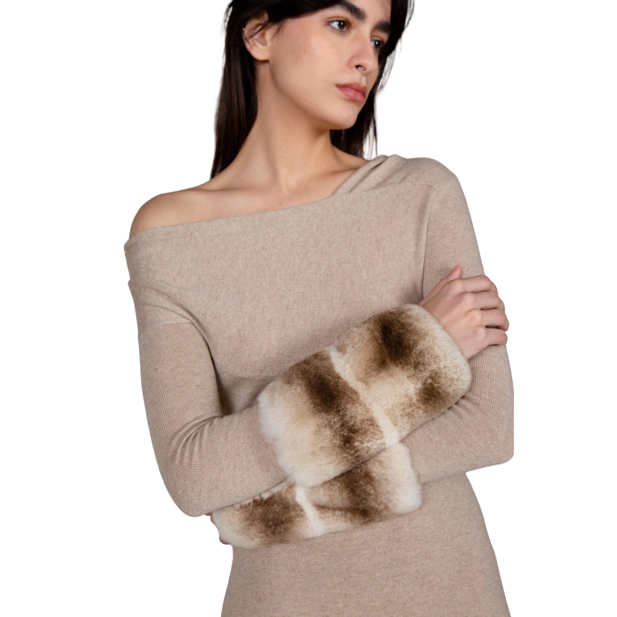 Knit Chinchilla Cuff Dress