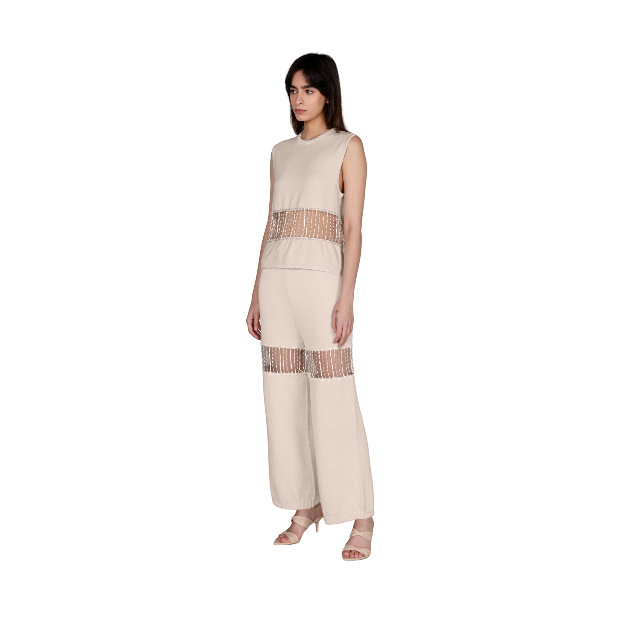 Crystal Chain Embellished Pants
