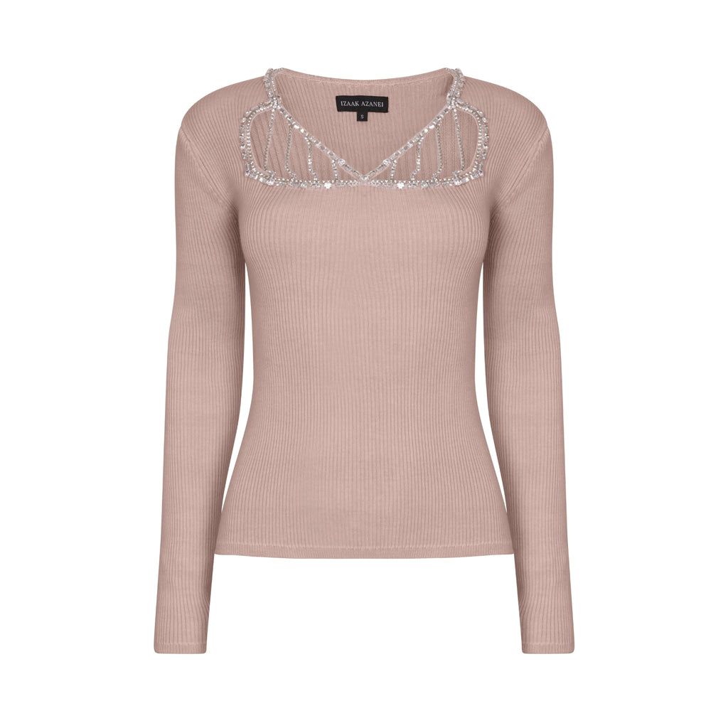 Ribbed Cut Out Embellished Top
