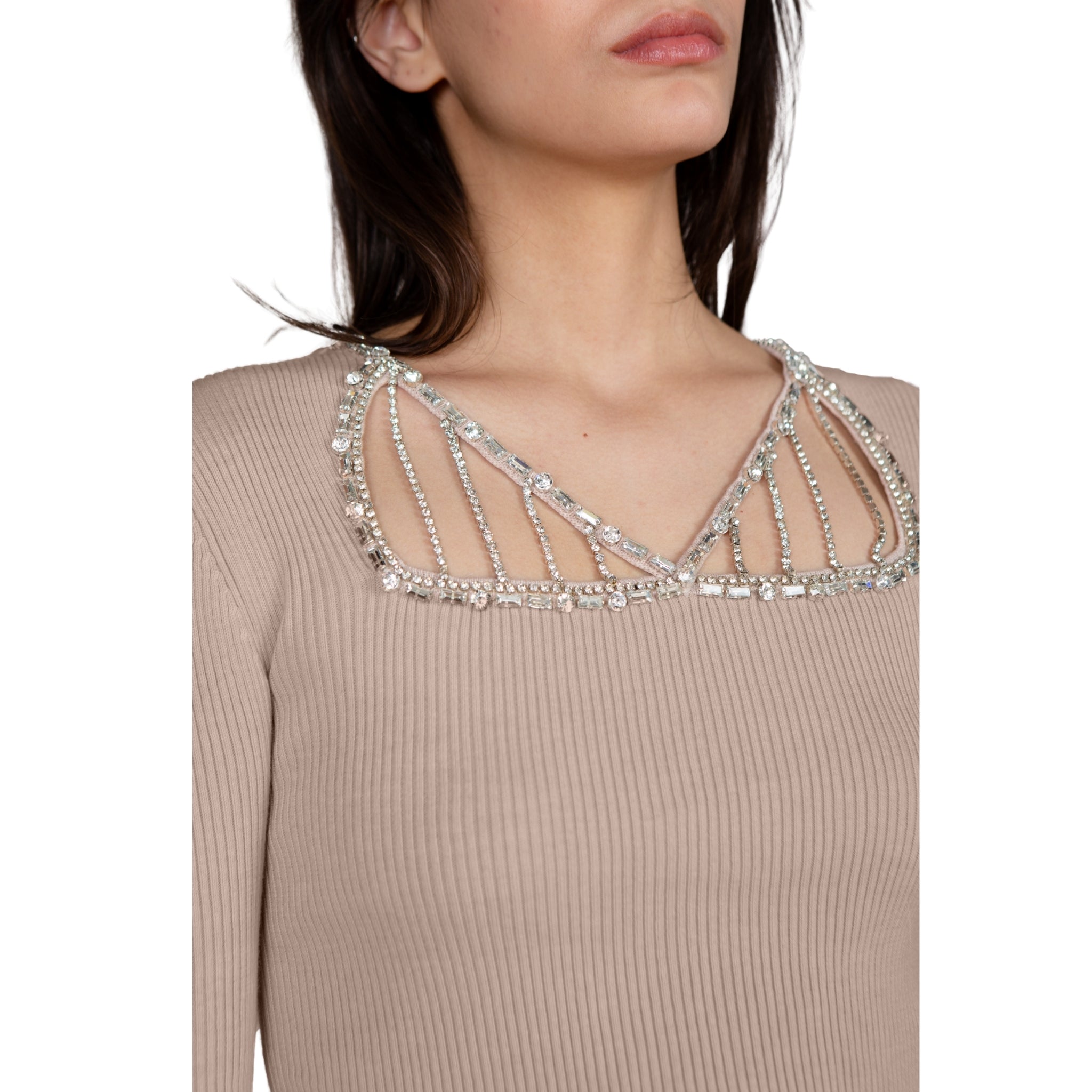 Ribbed Cut Out Embellished Top