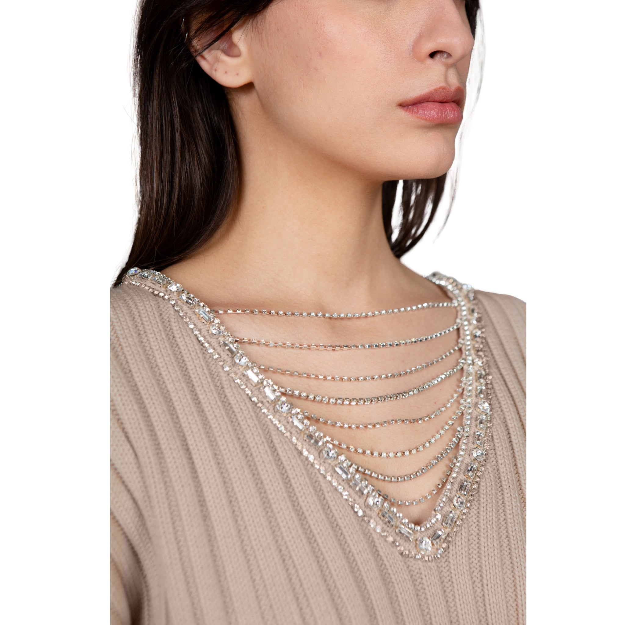 Embellished V Neck Sweater