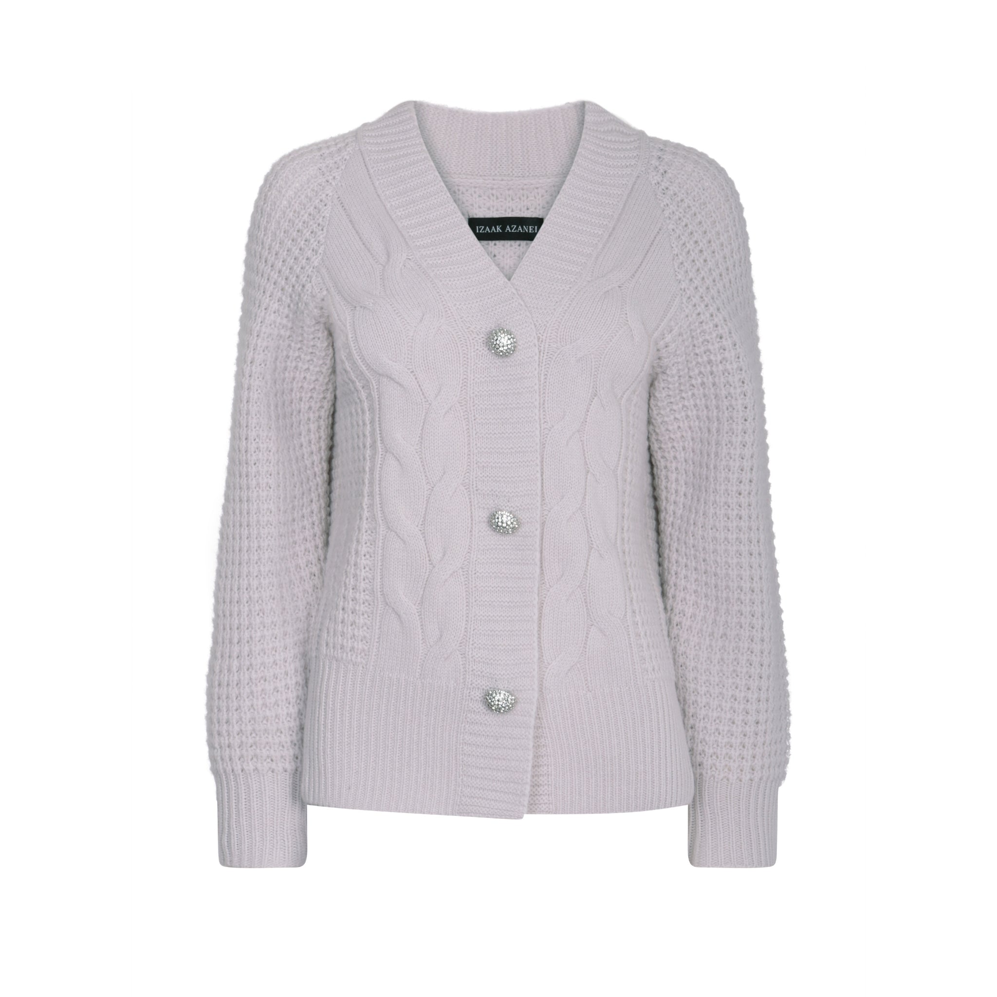 Grey Embellished Cable Cardigan