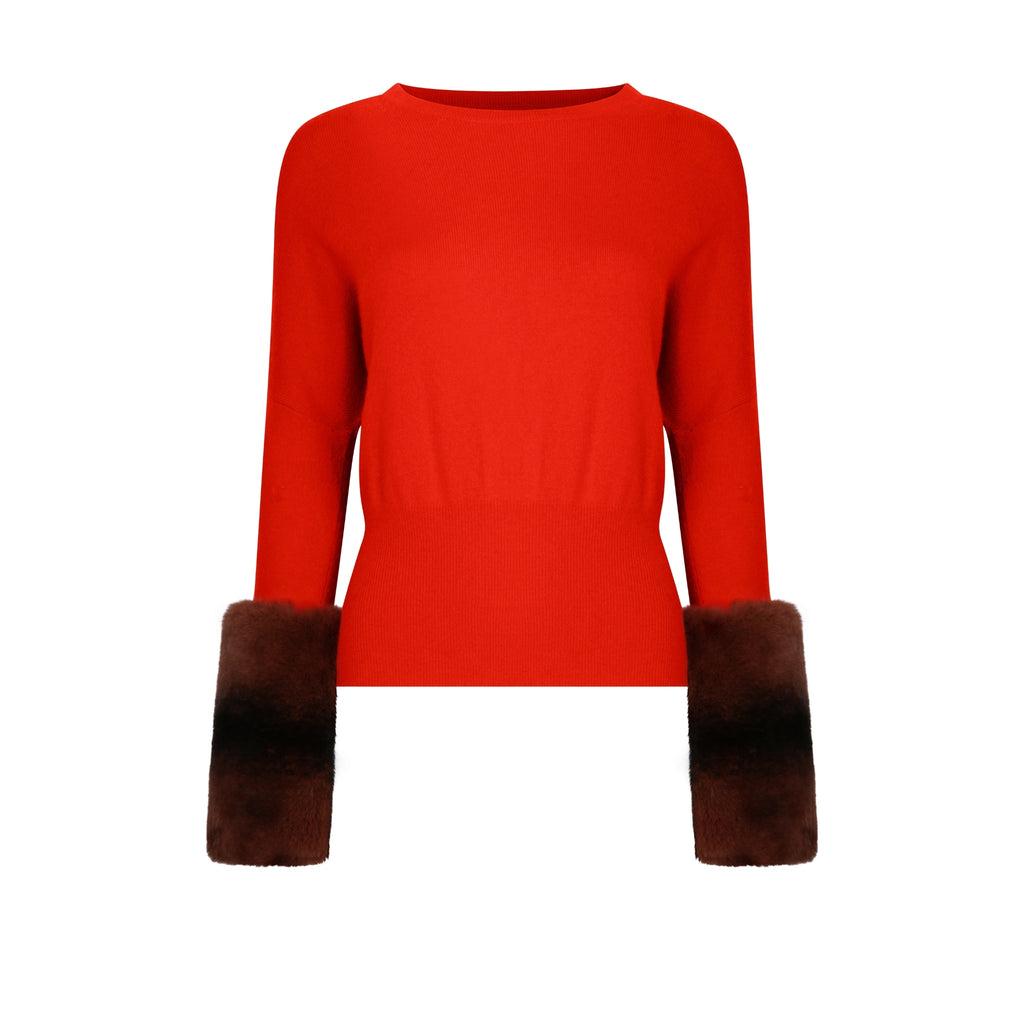 Orange Chinchilla Cuff Sweater