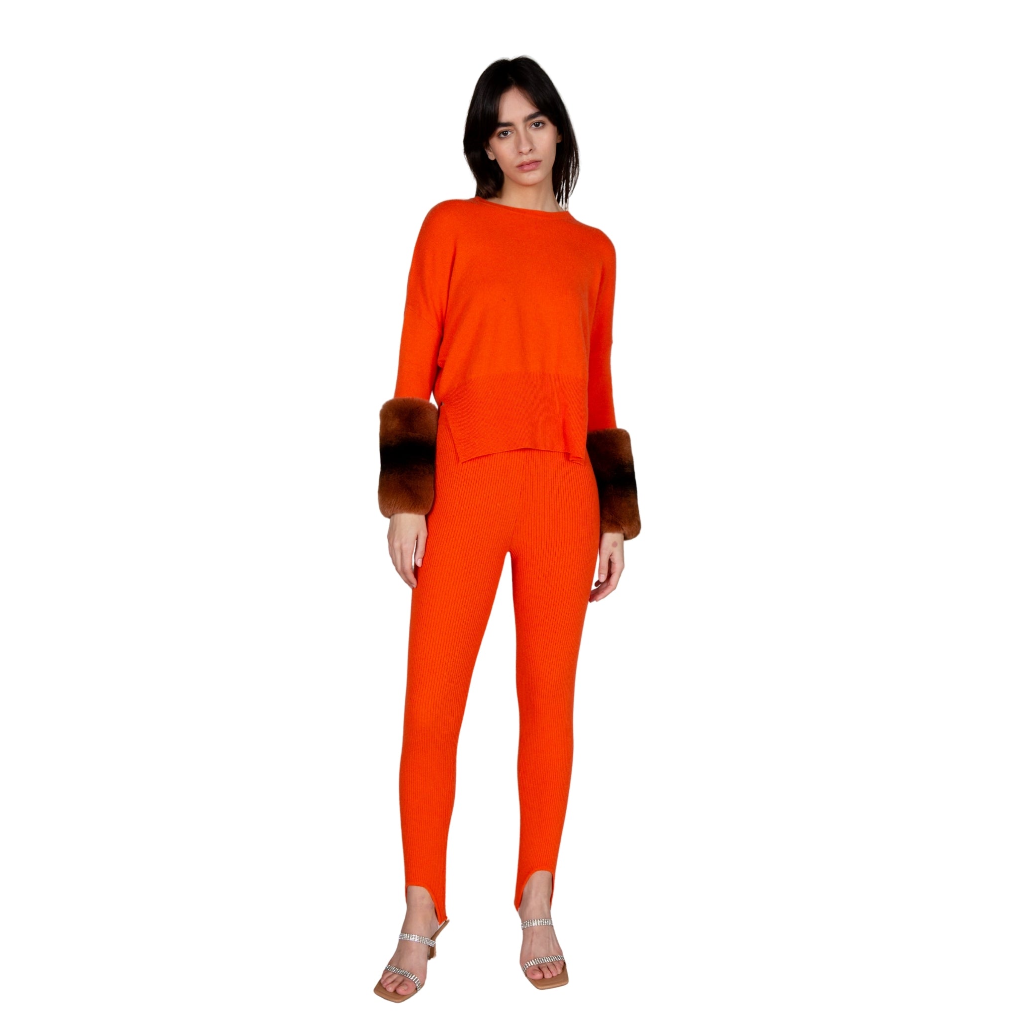 Orange Chinchilla Cuff Sweater