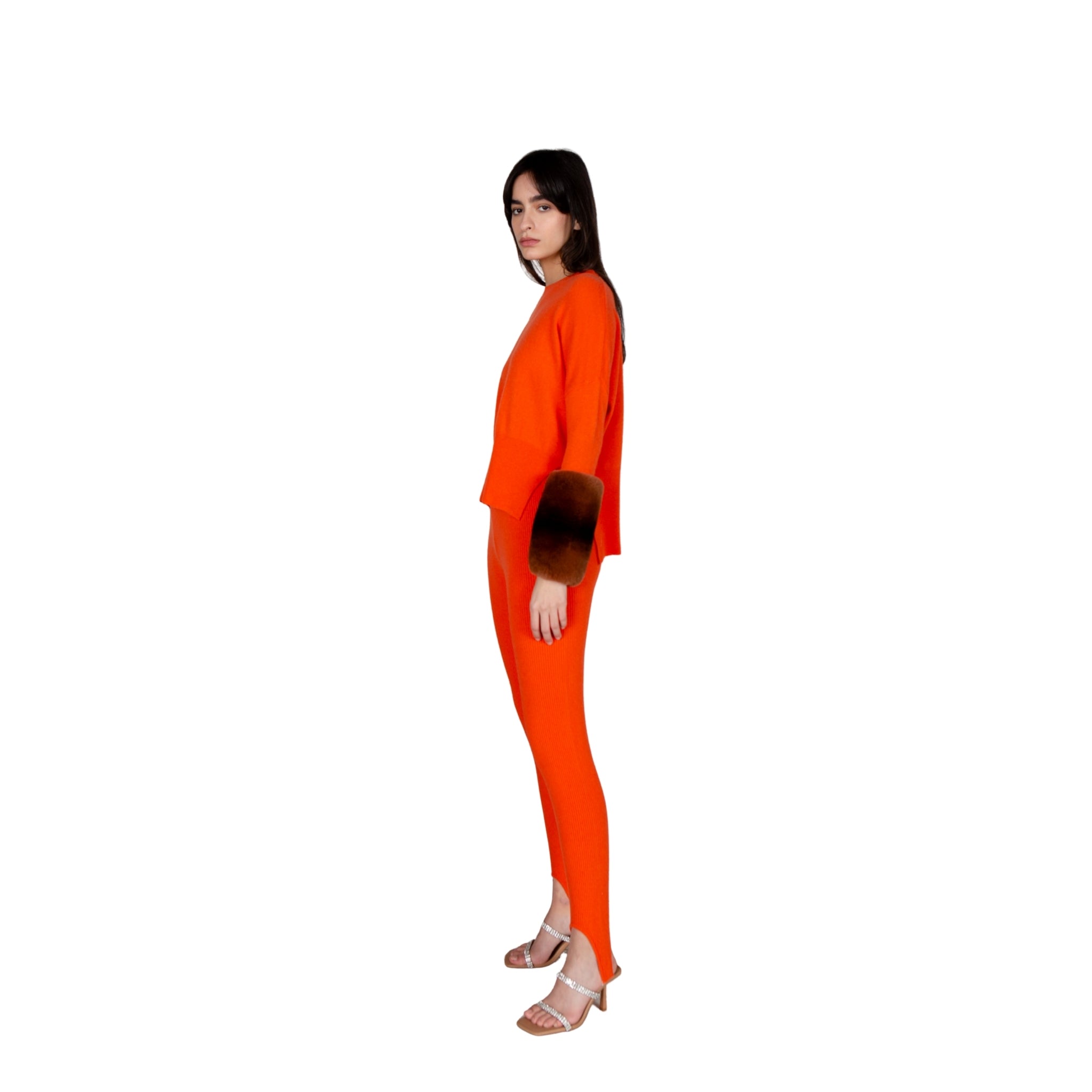 Orange Chinchilla Cuff Sweater