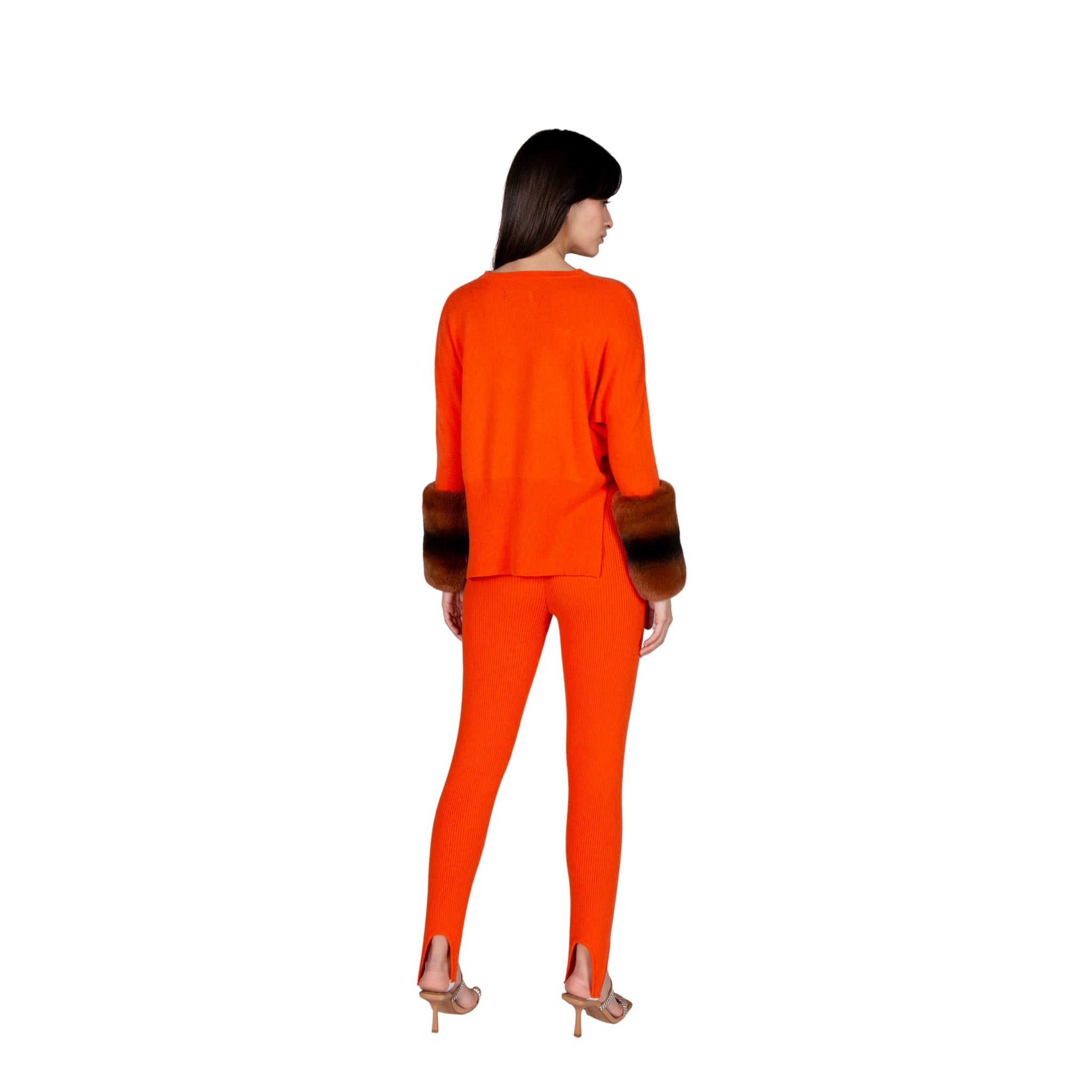 Orange Chinchilla Cuff Sweater