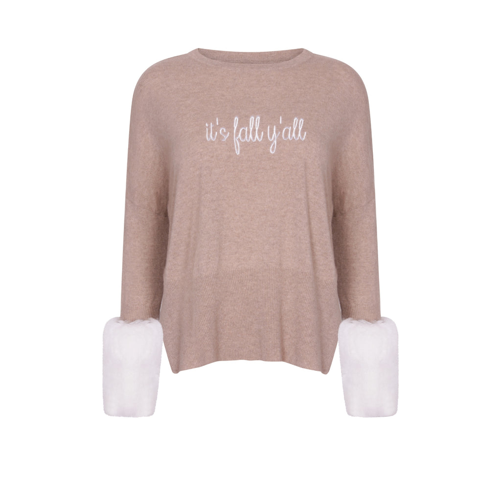 Embroidered Faux Cuff Sweater