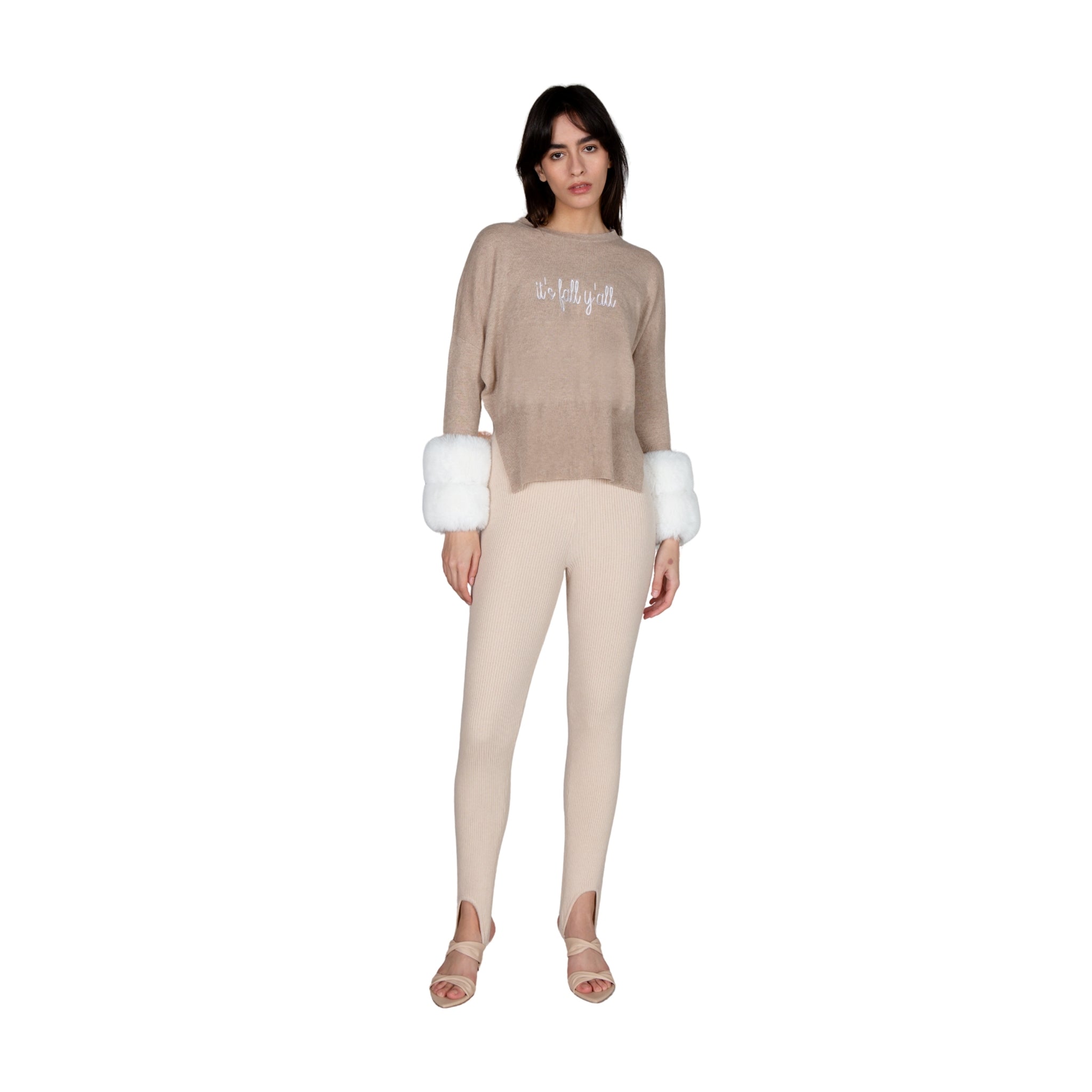 Embroidered Faux Cuff Sweater