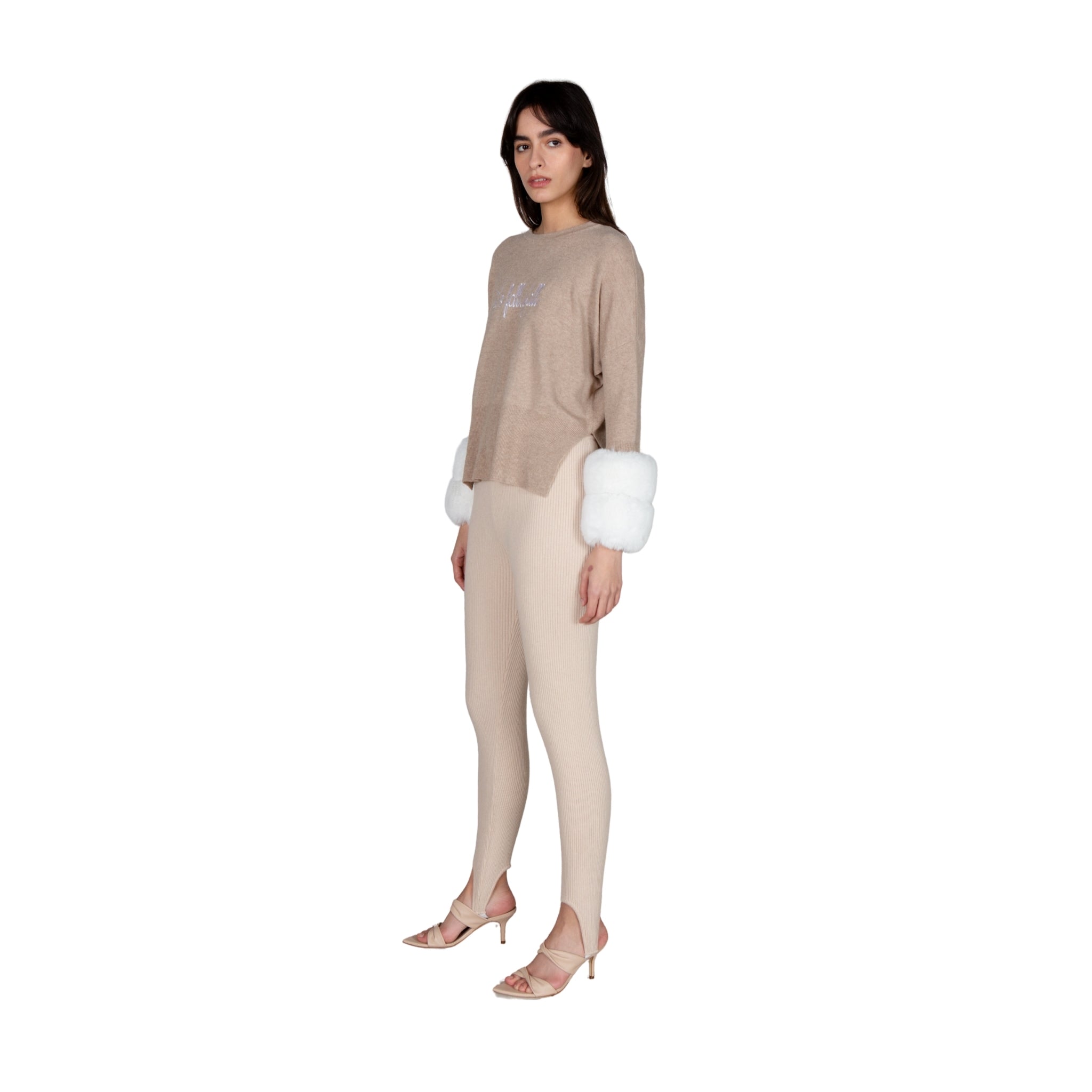 Embroidered Faux Cuff Sweater
