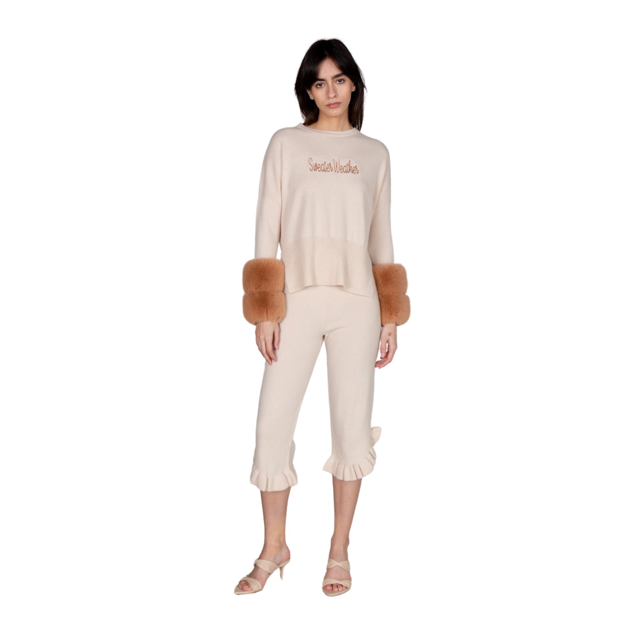 Embroidered Faux Cuff Sweater