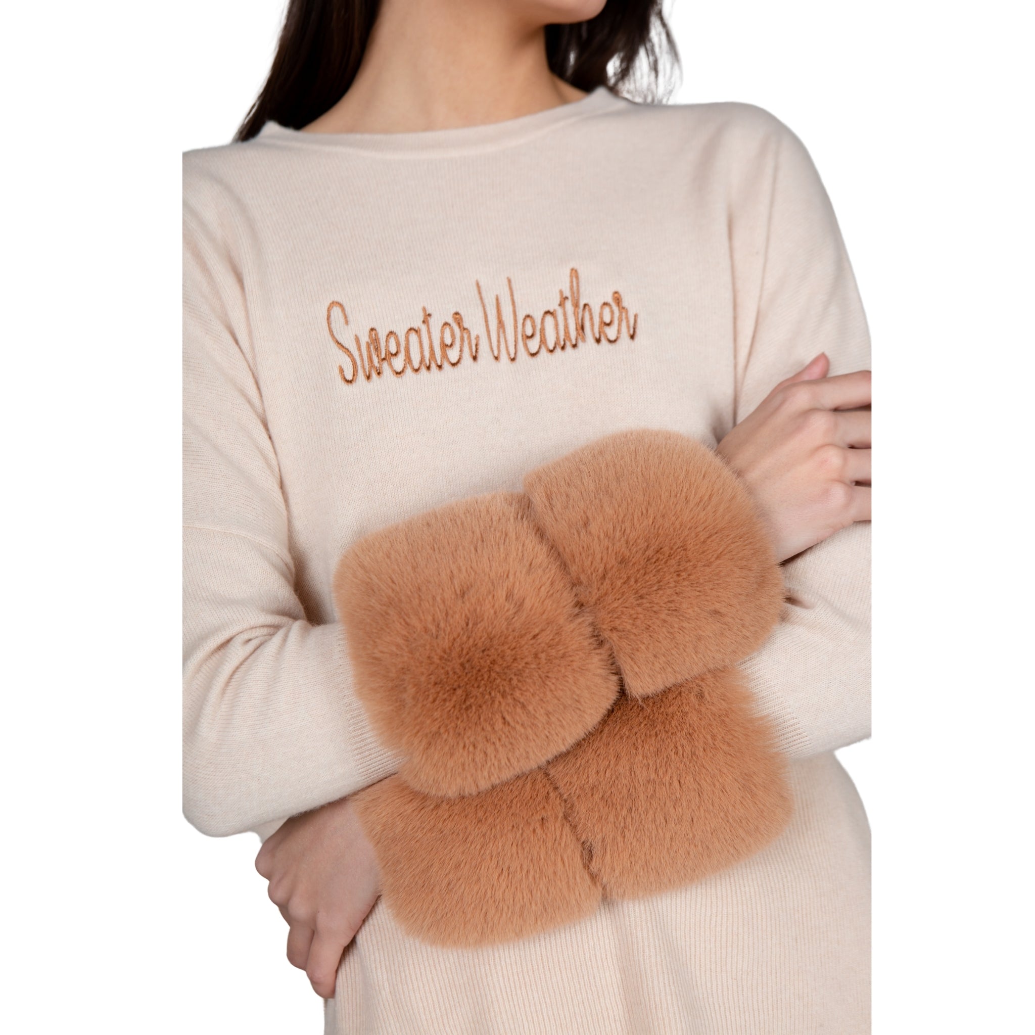 Embroidered Faux Cuff Sweater