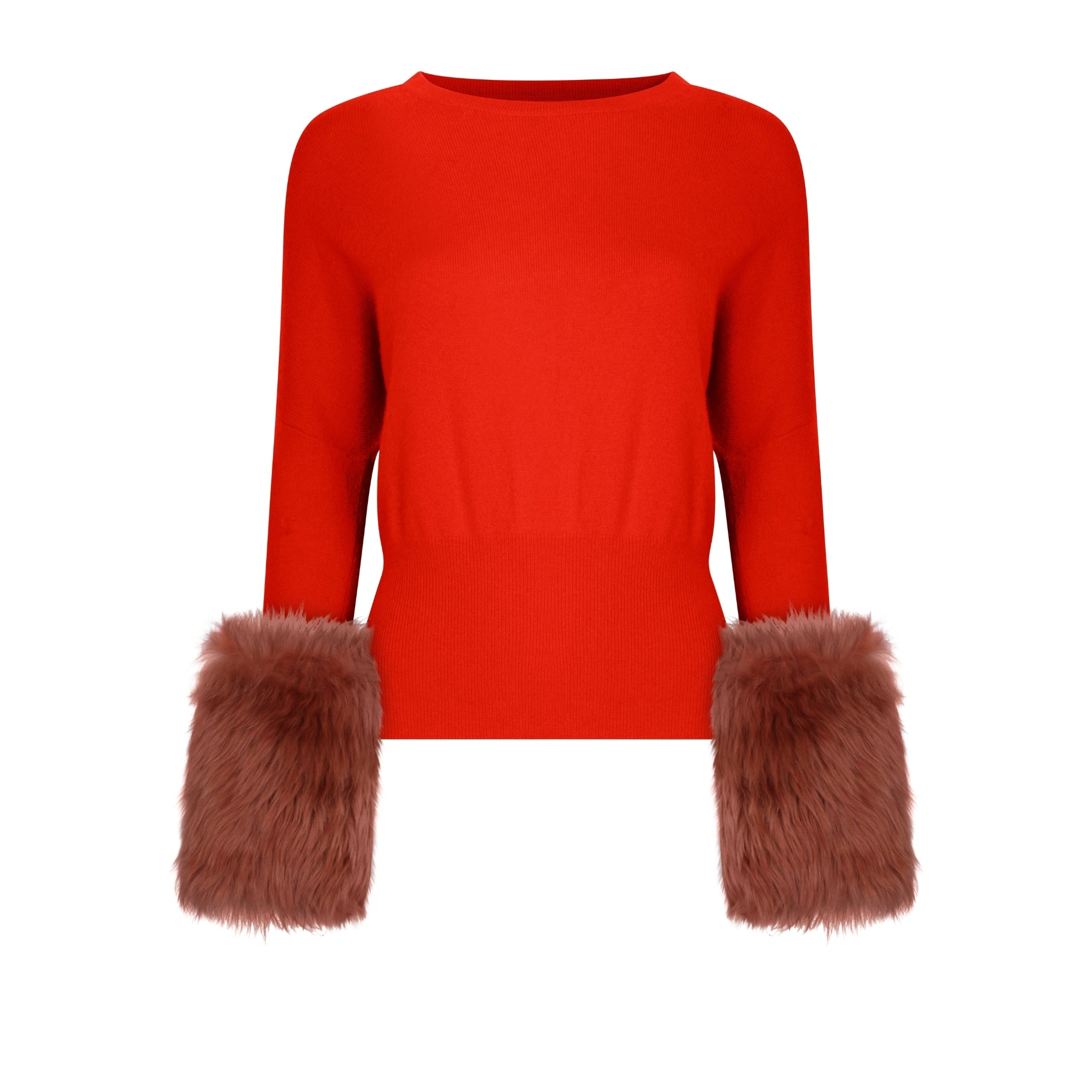 Orange Shearling Cuff Sweater