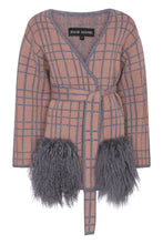 Load image into Gallery viewer, Belted Cardigan with Shearling Pockets in Pecan and Pewter
