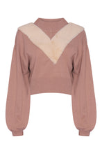 Load image into Gallery viewer, Balloon Sleeve Sweater with Shearling Detail in Pecan
