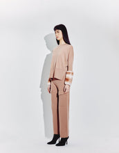 Load image into Gallery viewer, Round Neck Sweater with Chinchilla Cuffs in Pecan
