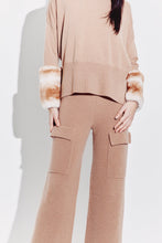 Load image into Gallery viewer, Round Neck Sweater with Chinchilla Cuffs in Pecan
