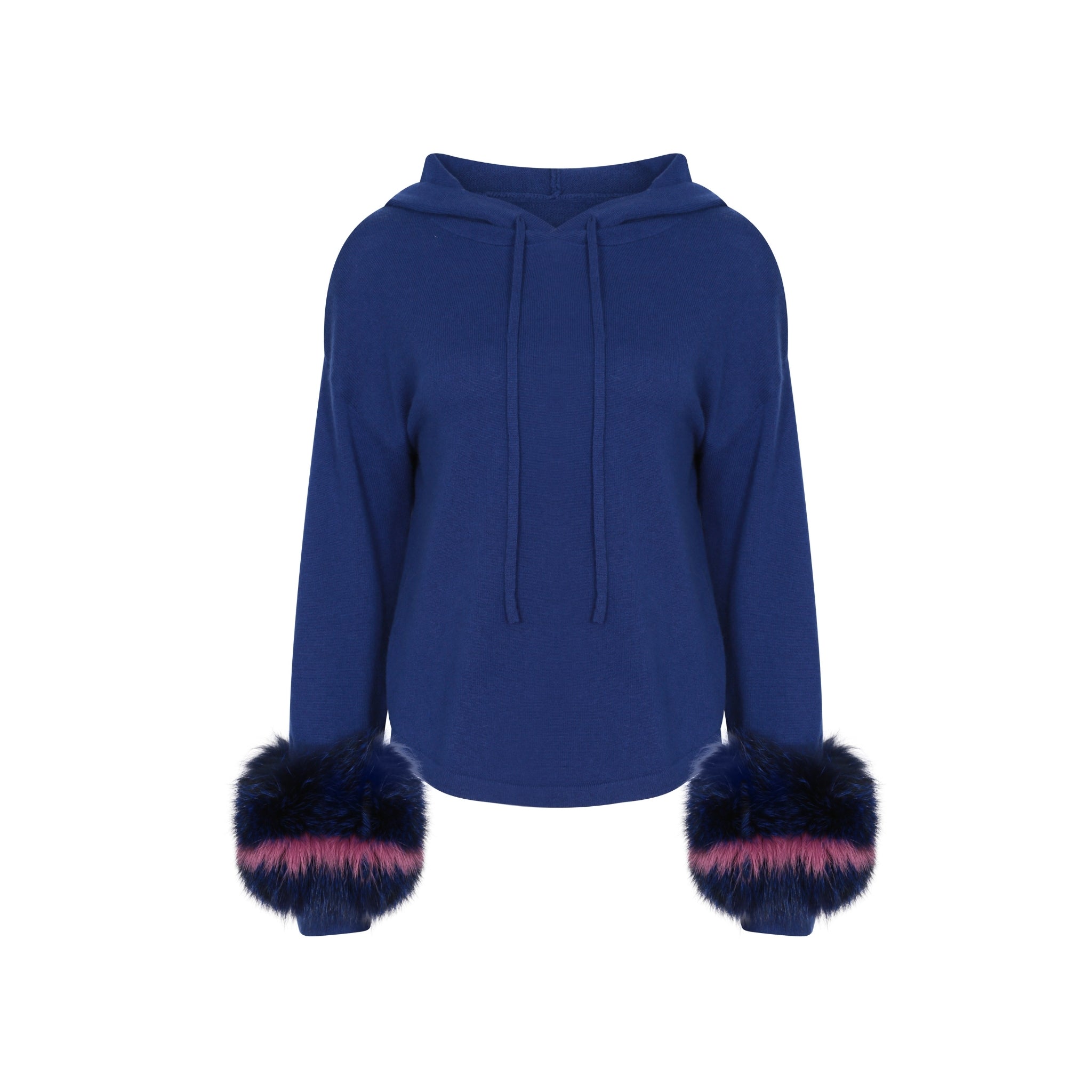 Hoodie with Colour Block Cuffs in COBALT