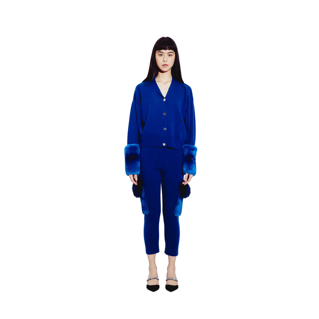 Side Flap Fur Pocket Pants in Cobalt
