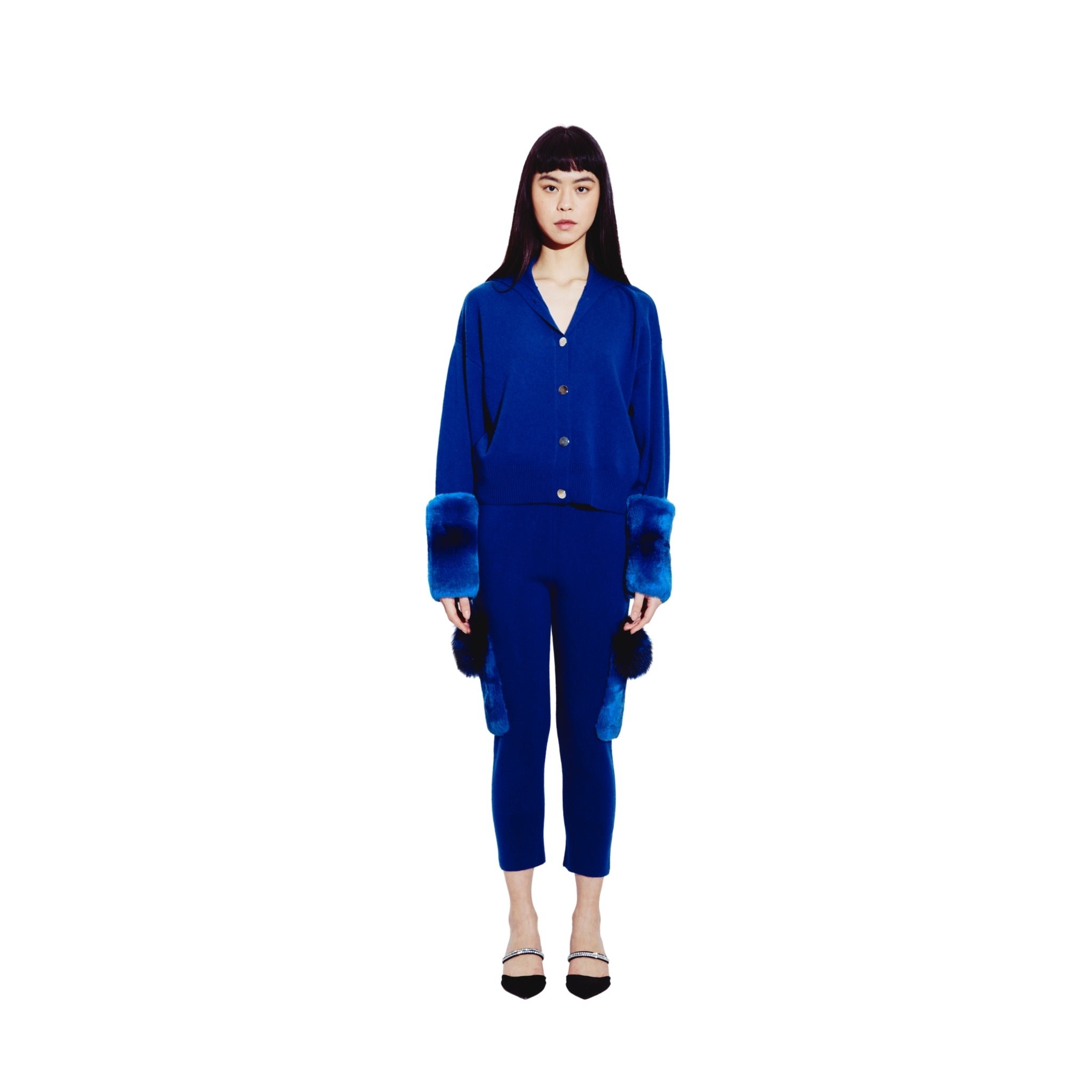 Side Flap Fur Pocket Pants in Cobalt