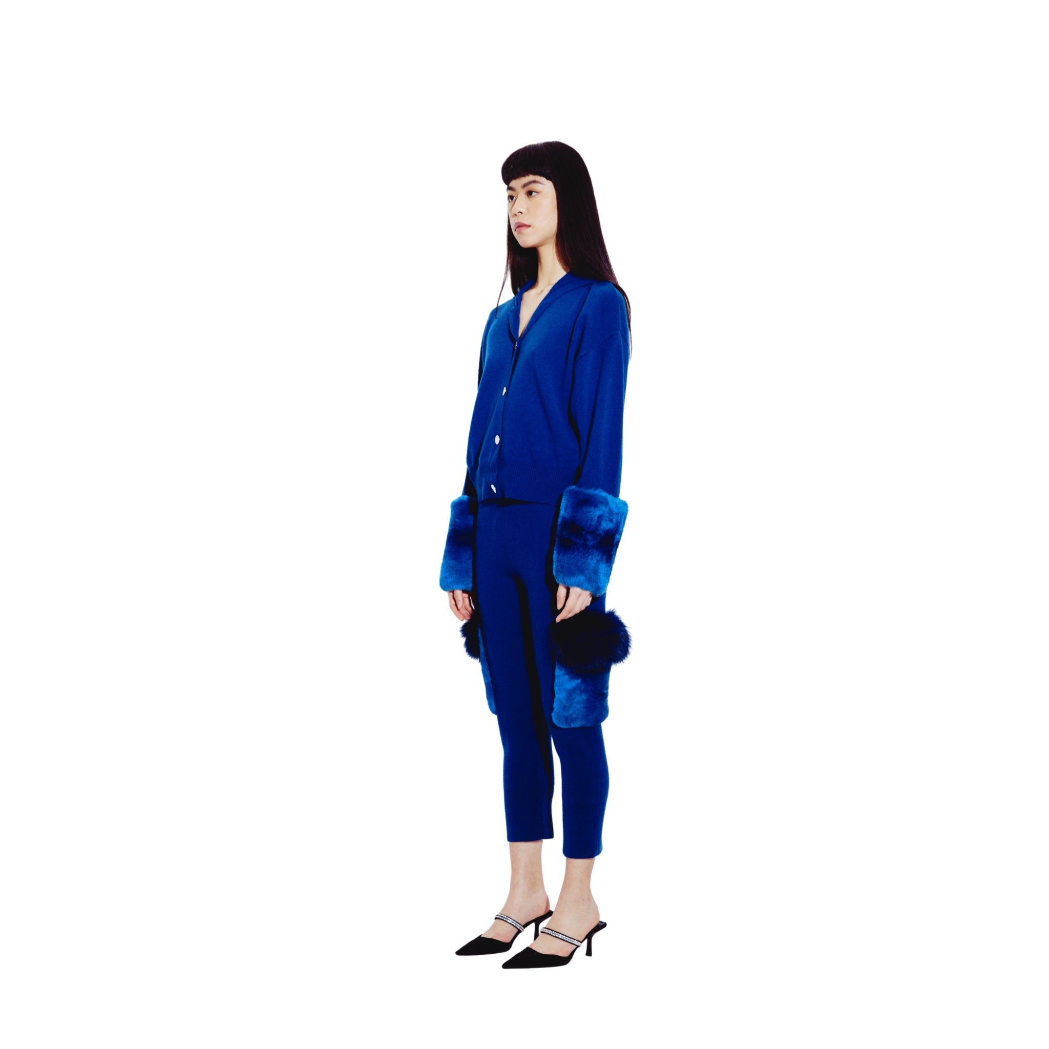 Side Flap Fur Pocket Pants in Cobalt