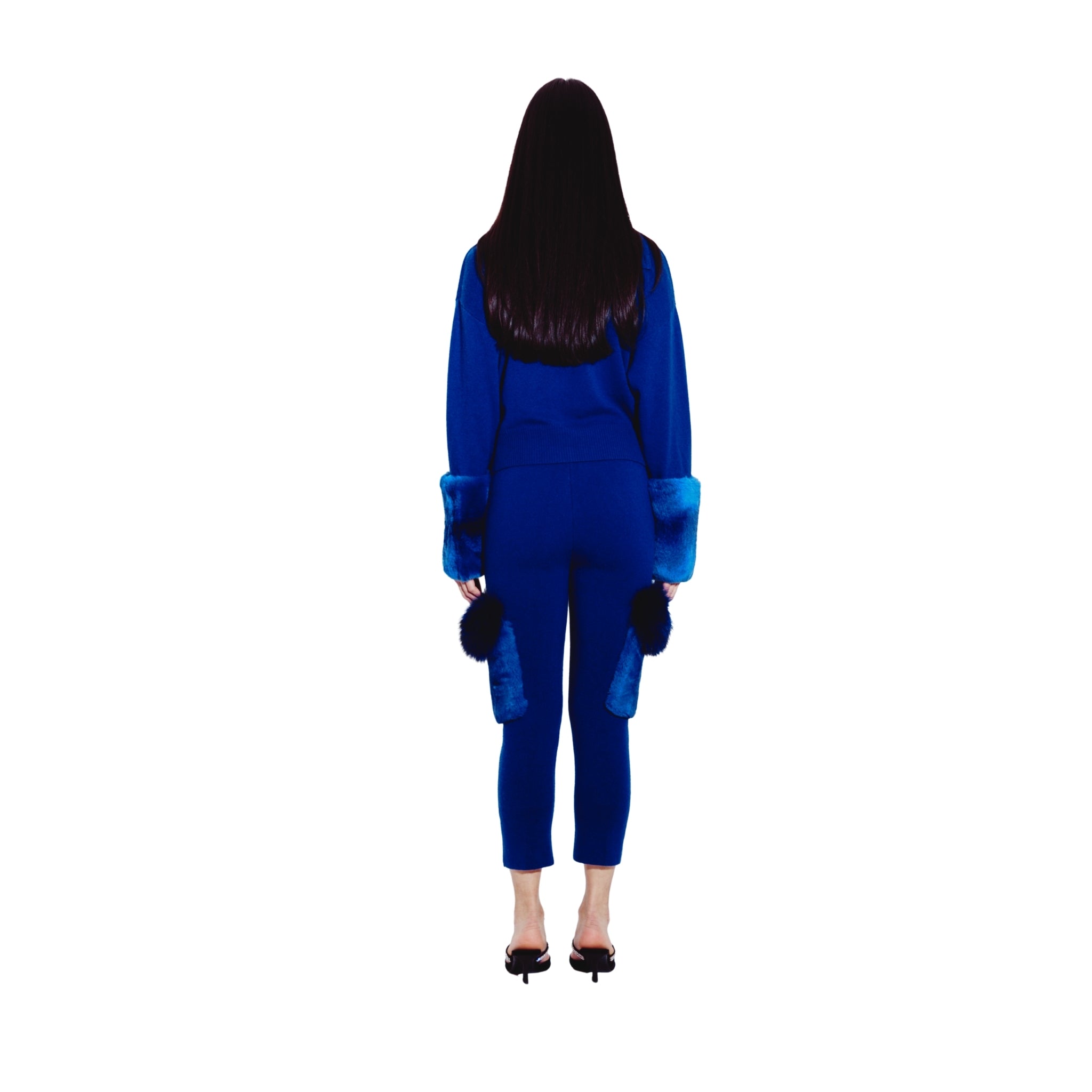 Side Flap Fur Pocket Pants in Cobalt