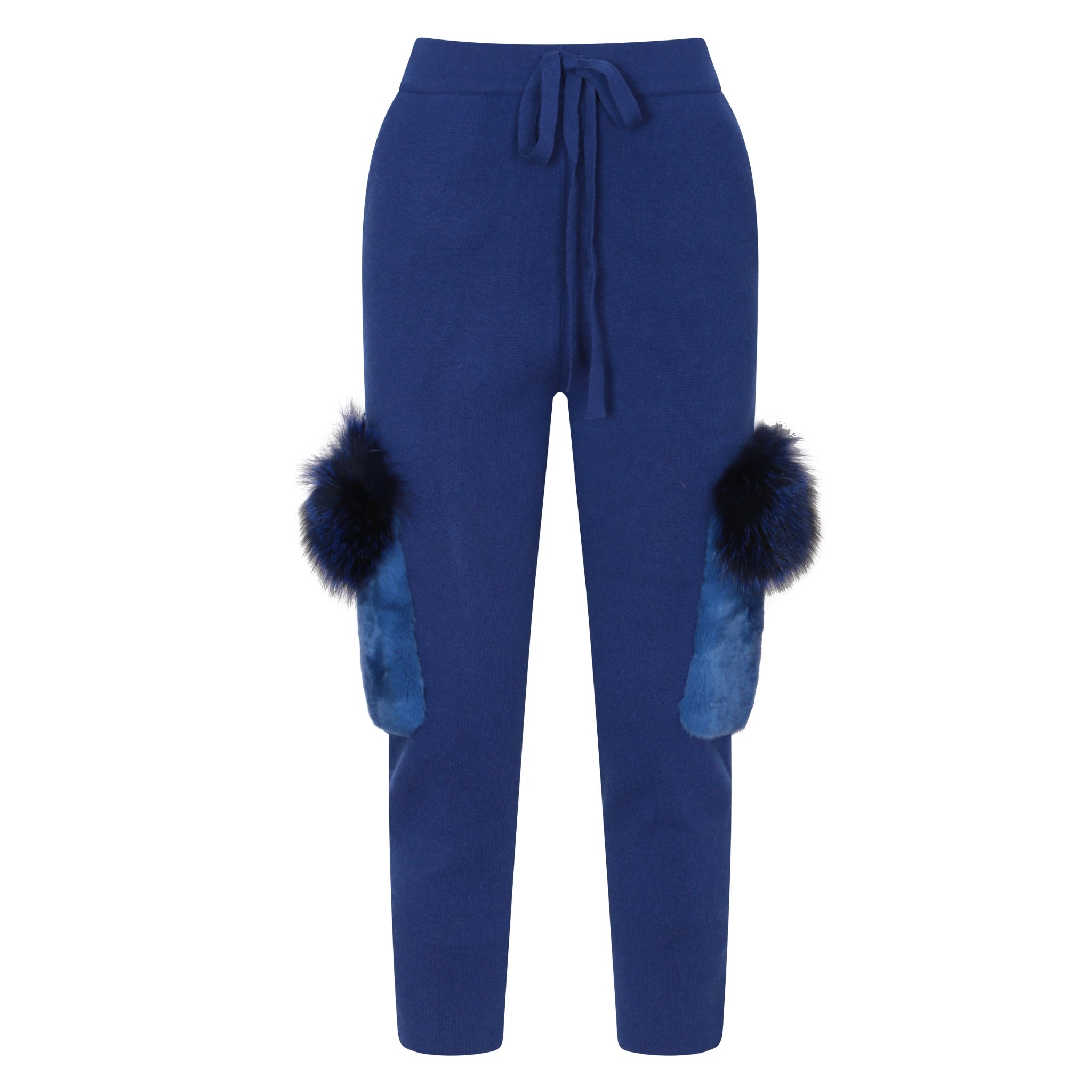 Side Flap Fur Pocket Pants in Cobalt