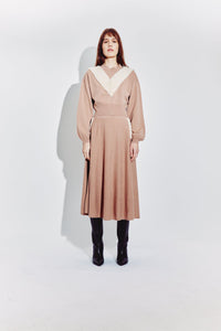 A-Line Skirt with Shearling Detail in Pecan