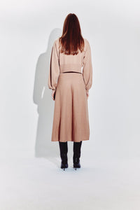 A-Line Skirt with Shearling Detail in Pecan