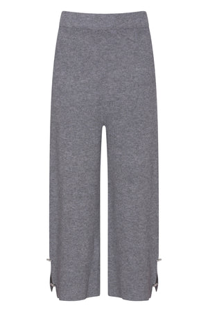Cropped Pants with Button Detail in Pewter