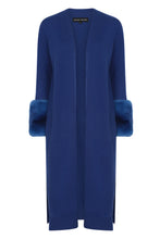Load image into Gallery viewer, Long Cardigan with Chinchilla Cuffs in Cobalt
