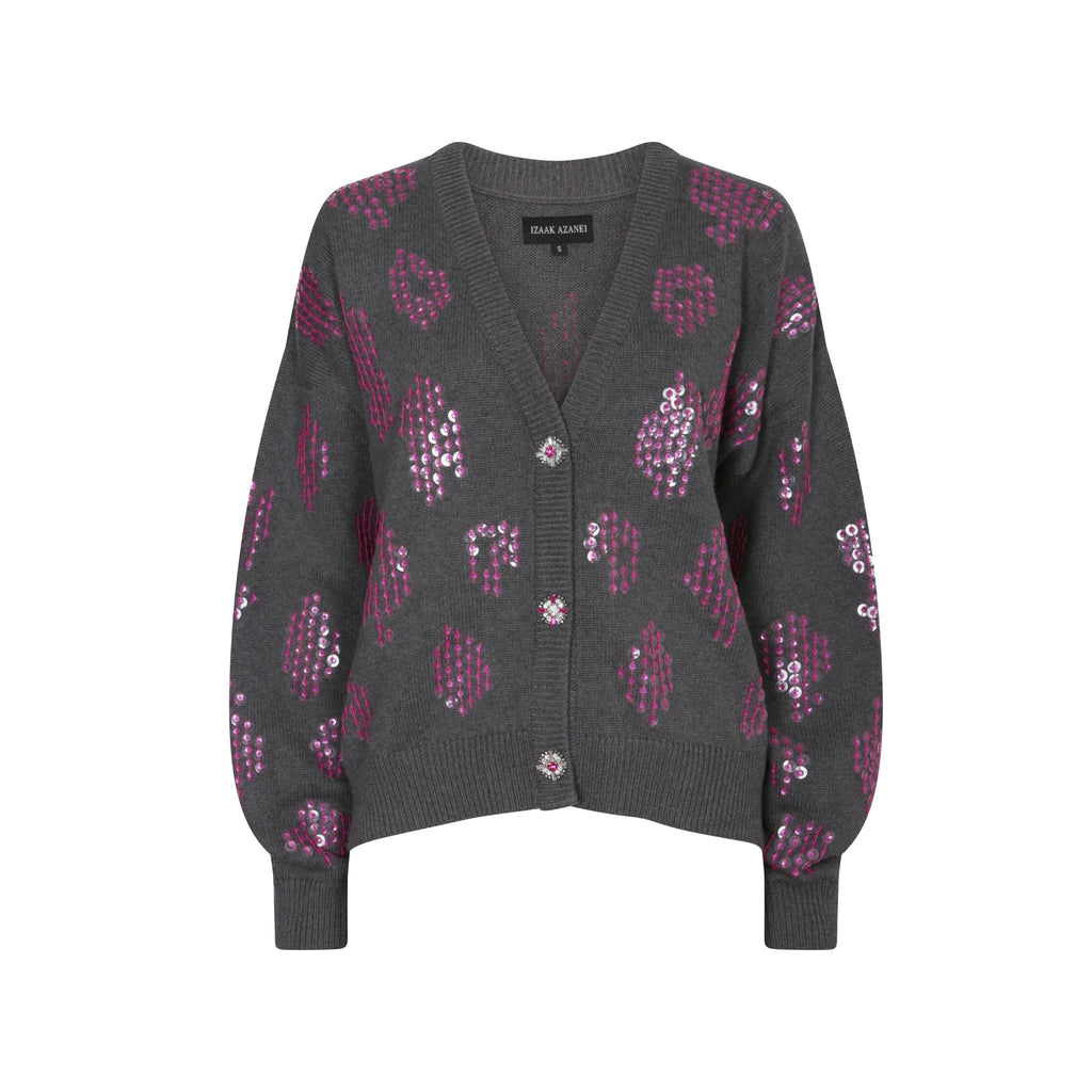 Oversized Sequin Cardigan in Steel