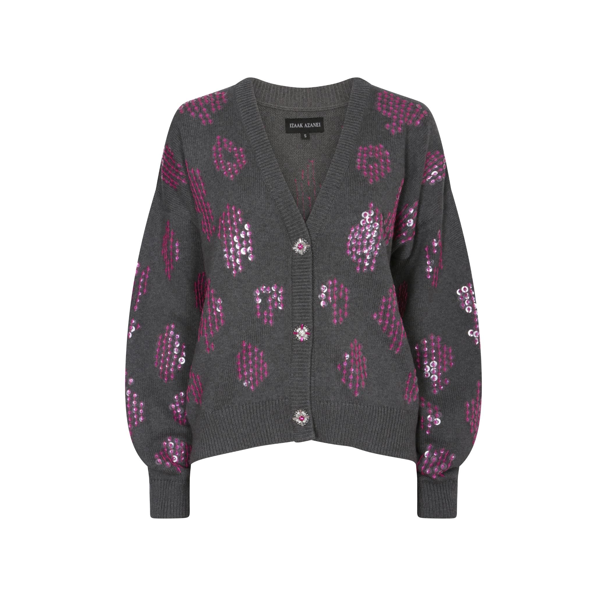 Oversized Sequin Cardigan in Steel